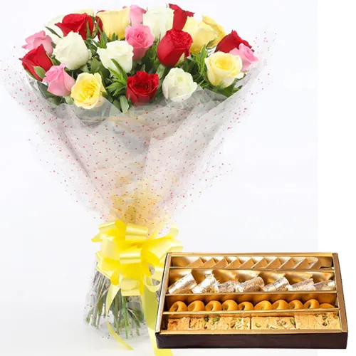 Order Mixed Roses N Assorted Sweets