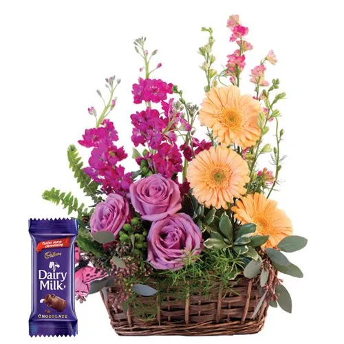 Fresh Flowers with Cadbury Dairy Milk Chocolate