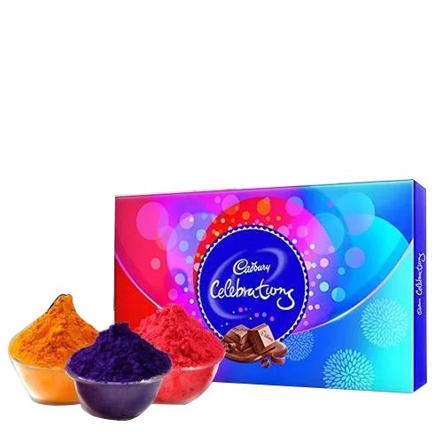 Enjoying Herbal Gulal with Cadbury Chocolates