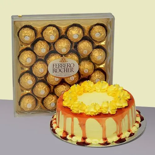 Deliver Combo of Butter Scotch Cake with Ferrero Rocher