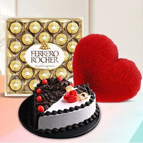 Hearty Cake N Cushion with Ferrero Rocher