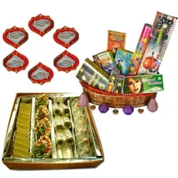 Assorted Sweets Crackers and Diya