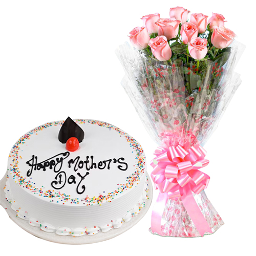 Deliver Lip-Smacking Cake n Flower Gifts For Mother
