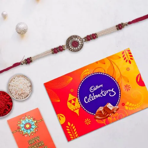 Rakhi, Roli Tilak and Chawal with Cadburys Celebration pack