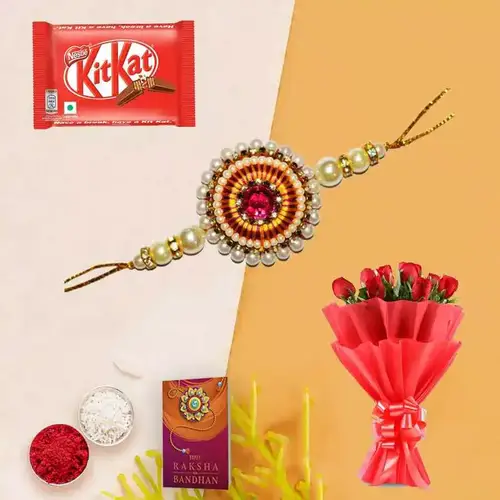 Amazing Gift of Delicious Kitkat Chocolate along with a Bunch of 12 Fresh Yellow Roses