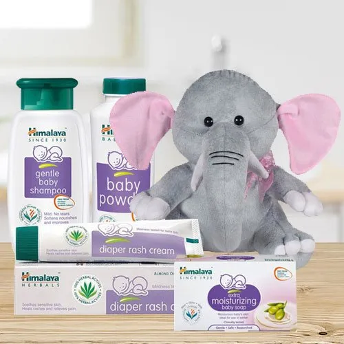Deliver Himalaya Baby Care Gift Hamper with Elephant Teddy