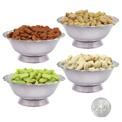 Dry Fruits in Silver Bowls