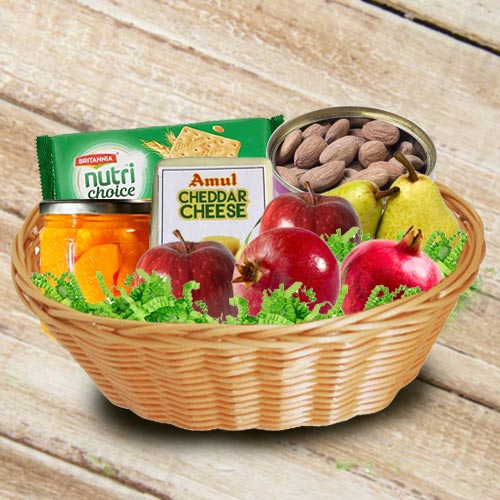Delectable Basket of Fresh Fruits n Assortments