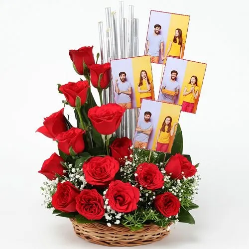 Send Red Roses with Personalized Photos Online