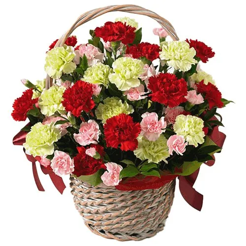 Send Assorted Carnations Basket Arrangement