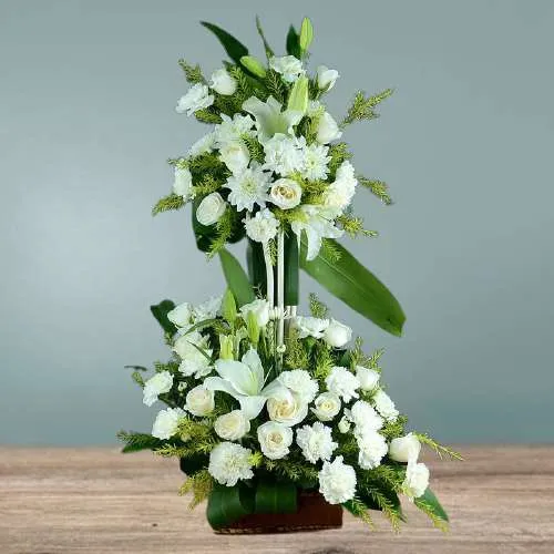 Soothing White Flowers Long Arrangement