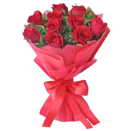 Deliver Red Roses Tissue Wrapped Bouquet