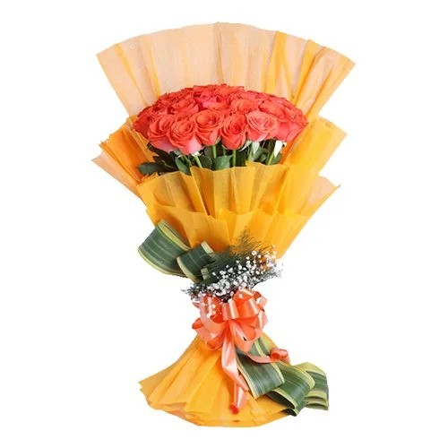 Ravishing Orange Roses Farewell Bouquet