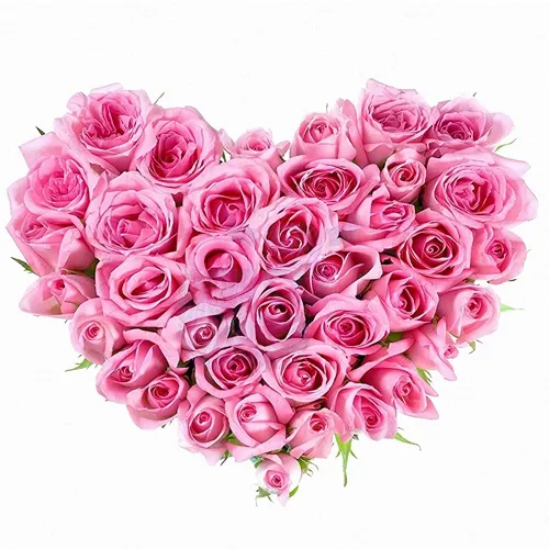 Deliver Heart Shape Arrangement of Pink Roses for Rose Day