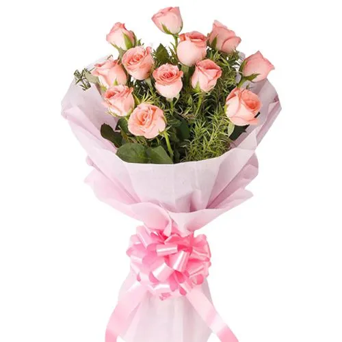 Buy Pink Roses Tissue Wrapped Bouquet