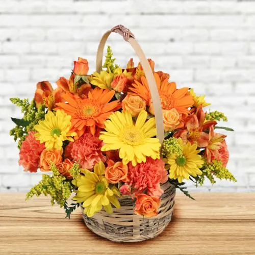 Lovely Basket of Seasonal Flowers