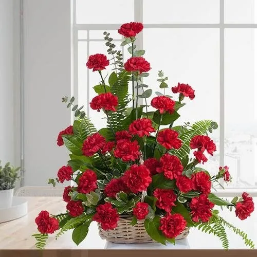 Mothers Day Red Carnations Basket to India
