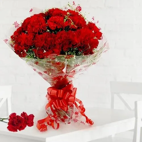 Mothers Day Red Carnations Bouquet to India