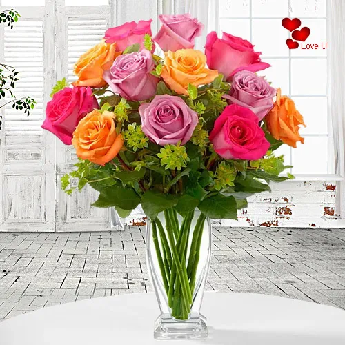 Order Online Mixed Roses in a Vase