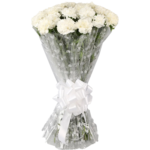 Affectionate Gesture White Carnations Bouquet