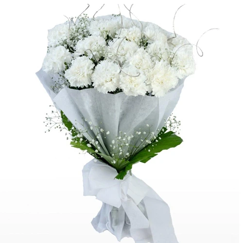 Online Gift of White Carnations Arrangement