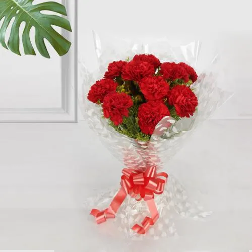 Buy Online Red Carnations Bouquet