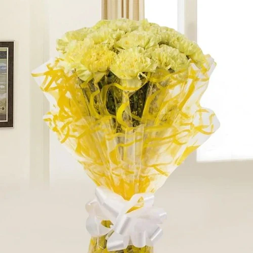 Lovely Carnations Arrangement in Yellow Colour