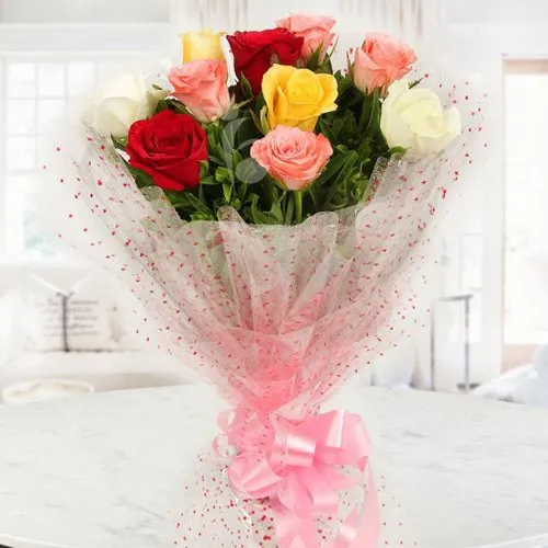 Send Colorful Roses Bouquet