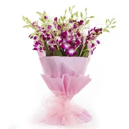 Dazzling Purple Orchid Stems Bunch