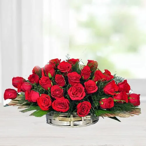 Send Online Red Roses with Filler in Basket