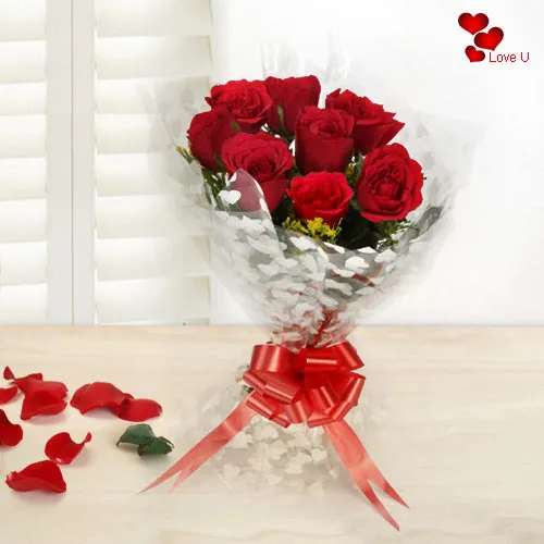 Send Blushing Red Roses Bouquet