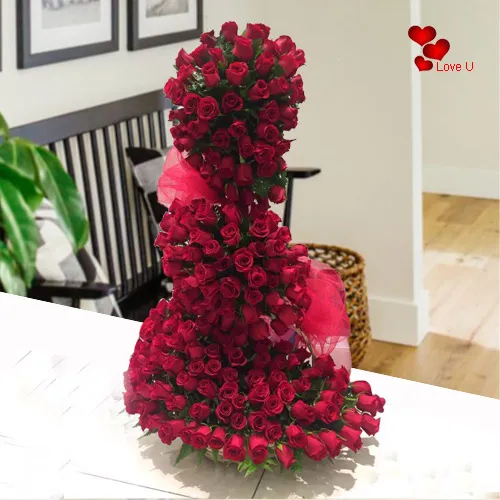 Beautifying Red Rose Arrangement (5 ft long - 150 Roses)