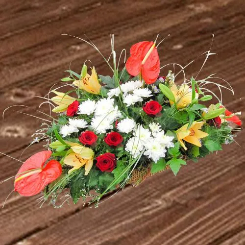 Send Flat Table Arrangement of Assorted Flowers