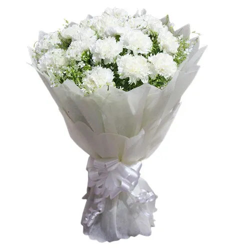 Gift White Carnations Bouquet Online