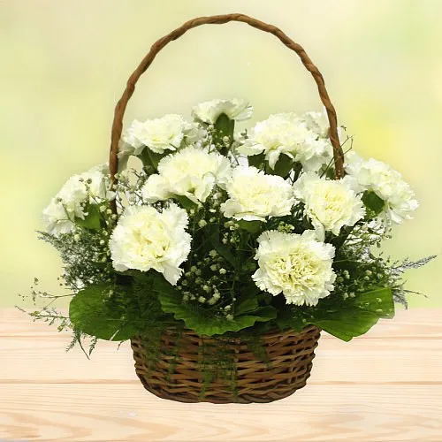 Book White Carnation Basket Online