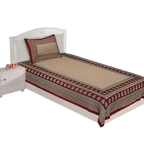 Breathtaking Jaipuri Print Single Bed Sheet N Pillow Cover Combo