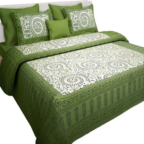 Super Comfy Jaipuri Print King Size Bed Sheet with Pillow Covers