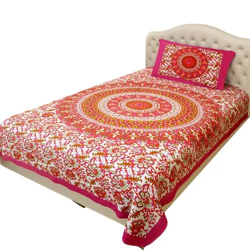 Magnificent Traditional Print Single Size Bed Sheet N Pillow Cover Set
