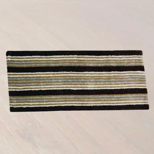 Smart-Looking Modern Stripes Microfibre Polyester Shaggy Bedside Runner