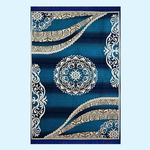 Smart-Looking Sky Blue Floral Carpet