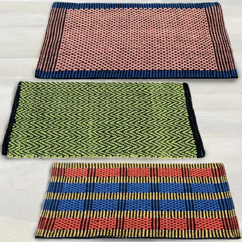 Trendy Set of 3 Traditional Style Cotton Blend Doormats
