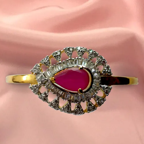 Order Red Stone and Rhinestone Studded Fancy Bangle from Anjali