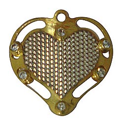 Online Gold Tone Metal Heart Shaped Pendant with Mesh