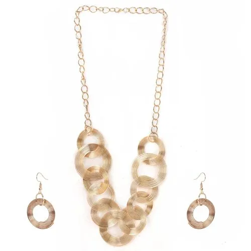Radiant Golden Ring Necklace & Earring Set