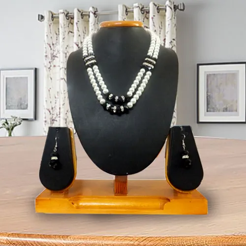 Exclusive Double Row Stone Studded Pearl Jewelry