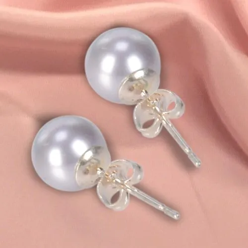 Buy Blue Hued Pearl Tops Earring Set