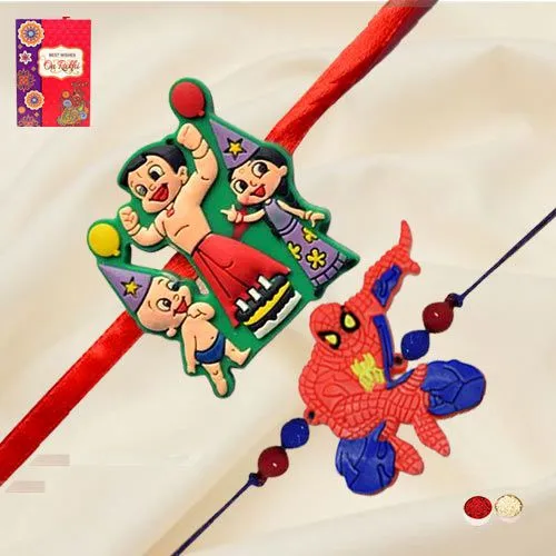 Striking Chota Bheem with Spider Man Rakhi Set