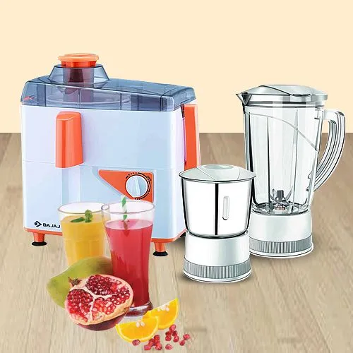 Classic Bajaj 2 Jar Juicer Mixer Grinder in White n Orange