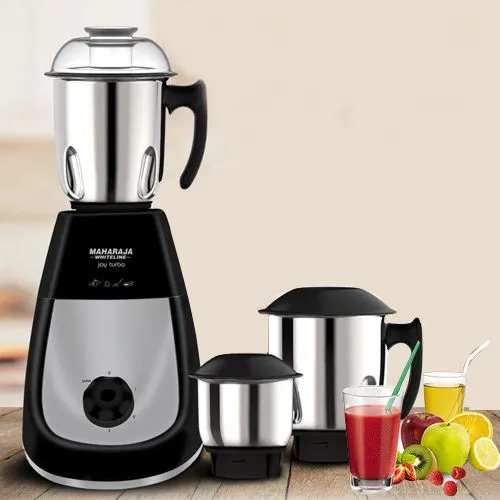 Trendy Maharaja Whiteline 3 Jars Black n Silver Mixer Grinder