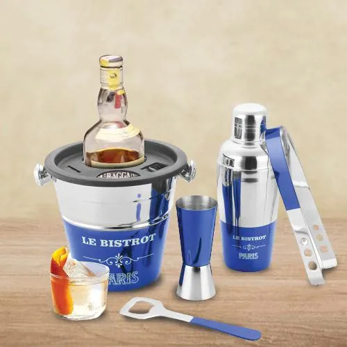 Luxurious Blue Lacquered Bartender Tool Set